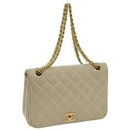Chanel-CHANEL Matelasse Chain Turn Lock Shoulder Bag Cotton Beige CC Auth yk11635-Beige