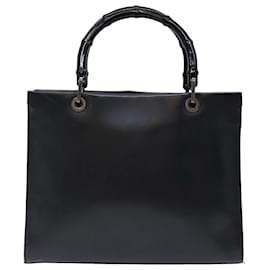 Gucci-GUCCI Bamboo Hand Bag Leather Black 002 1016 20047 Auth bs13385-Black