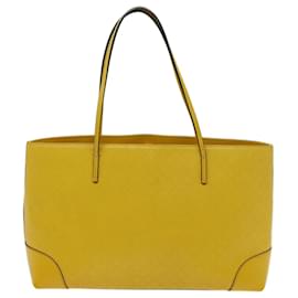 Gucci-GUCCI Diamante Tote Bag Leather Yellow 353397 auth 70355-Yellow