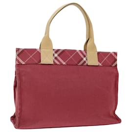 Burberry-BURBERRY Nova Check Blue Label Tote Bag Toile Rouge Beige Auth ac2899-Rouge,Beige