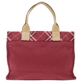 Burberry-BURBERRY Nova Check Blue Label Tote Bag Canvas Red Beige Auth ac2899-Red,Beige