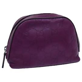 Gucci-GUCCI Guccissima GG Canvas Pouch Leather Purple 272366 Auth hk1243-Purple
