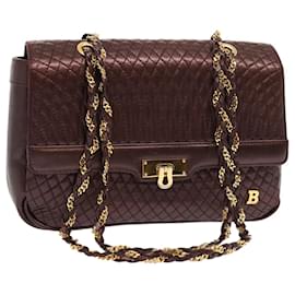 Bally-Bolsa de ombro acolchoada BALLY couro roxo Auth mr084-Roxo