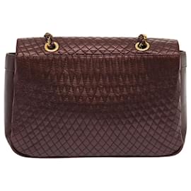 Bally-BALLY Quilted Shoulder Bag Leather Purple Auth mr084-Purple
