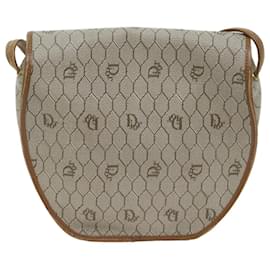 Christian Dior-Christian Dior Honeycomb Canvas Sac à bandoulière en cuir PVC Beige Auth 70811-Beige