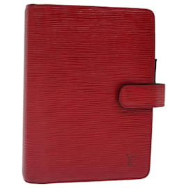 Louis Vuitton-LOUIS VUITTON Epi Agenda MM Tagesplaner Cover Rot R.20047 LV Auth 70297-Rot