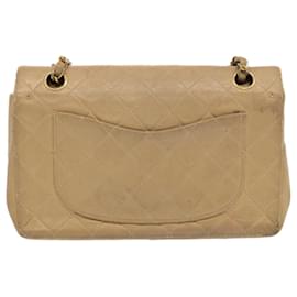 Chanel-CHANEL Matelasse Chain Shoulder Bag Lamb Skin Beige CC Auth 70454A-Beige