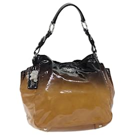 Prada-PRADA Shoulder Bag Enamel Brown Auth yk11658-Brown