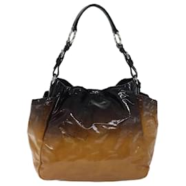 Prada-PRADA Shoulder Bag Enamel Brown Auth yk11658-Brown