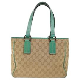 Gucci-GUCCI GG Canvas Handtasche Beige 113019 Auth 70124-Beige