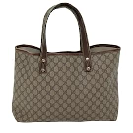 Gucci-GUCCI GG Supreme Web Sherry Line Tote Bag PVC Red Beige 211134 Auth yk11698-Red,Beige