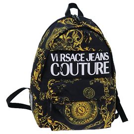 Gianni Versace Backpack Nylon Black Yellow Auth am6058 Black Yellow