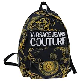 Gianni Versace-Gianni Versace Backpack Nylon Black Yellow Auth am6058-Black,Yellow