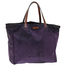 Gucci-GUCCI GG Canvas Tote Bag Nylon Purple 282439 auth 70679-Purple