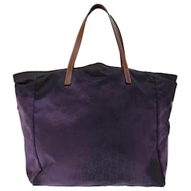 Gucci-GUCCI GG Canvas Tote Bag Nylon Purple 282439 auth 70679-Purple