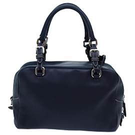 Prada-PRADA Hand Bag Leather Navy Auth am6063-Navy blue