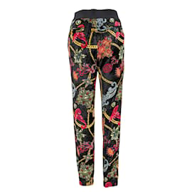 Versace-Versace Calça Floral Barroca Veludo-Multicor