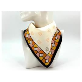 MCM-Bandana de algodão para mulheres em laranja, damasco, pêssego e branco com estampa de logotipo.-Outro