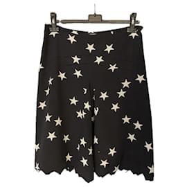 Chanel-Shorts de seda com estampas icônicas de estrelas CC.-Azul marinho