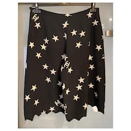 Chanel-Iconici pantaloncini di seta con stelle CC.-Blu navy