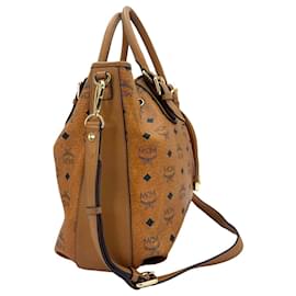 MCM-MCM 2Way Drawstring Shoulder Bag Large Crossbag Bag Drawstring Shopper-Cognac