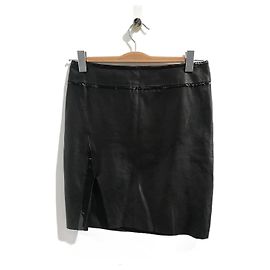 JUPE HELMUT LANG T.US 2 Cuir Noir