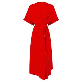 Vestido midi asimétrico de punto elástico rojo de Alexandre Vauthier Roja