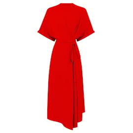Autre Marque-Alexandre Vauthier Red Stretch Jersey Asymmetrical Midi Dress-Red