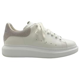 Autre Marque-Alexander McQueen White Leather Sneakers with Grey Croc Detail-White