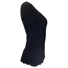 Autre Marque-Pull en coton côtelé à manches courtes noir Chanel-Noir