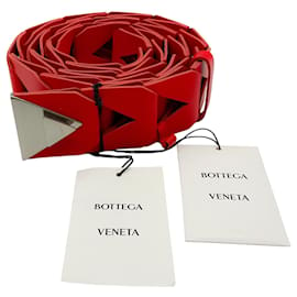 Autre Marque-Bottega Veneta Nail Polish Red Leather Belt with Silver Buckle-Red