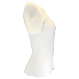 Autre Marque-Top pullover in maglia di lino bianco a maniche corte Chanel-Bianco