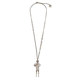 Chanel-Light Gold Metal Coco Mademoiselle Figurine Pendant Necklace-Golden