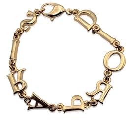 Christian Dior-Vintage Gold Spell Out Dior Paris Letter Bracelet-Golden