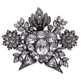 Gucci-Ring aus gealtertem Silber, Metall, Messing und Kristall, Größe M-Silber