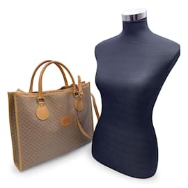 Gucci-Grand sac cabas vintage en toile monogramme beige avec sangle-Beige