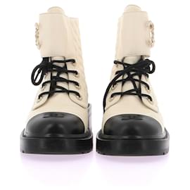 Chanel-CHANEL Stiefeletten T.EU 39 Leder-Weiß