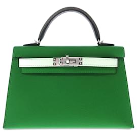 Hermès-Hermès Vert Tricolore Epsom Mini Kelly II Sellier 20-Vert