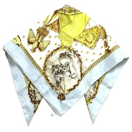 Hermès-Weißer Napoleon-Seidenschal von Hermès-Weiß