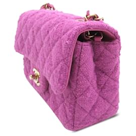 Chanel-Chanel Purple Mini Classic Rectangular Tweed Flap Bag-Purple