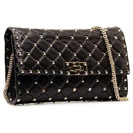 Valentino-Cartera negra Rockstud Spike con cadena de Valentino-Negro