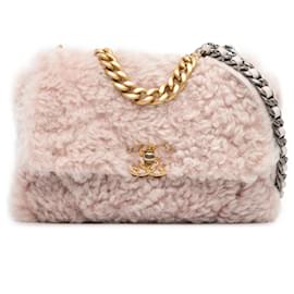 Chanel-Chanel - Lammfell mittlerer Größe in Rosa 19 Klappe-Pink