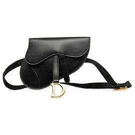 Riñonera Saddle Dior de cuero negro Negro