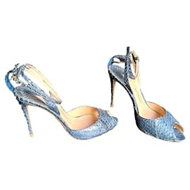 Paul Andrew-Python-Sandalen in Jeans-Blau