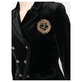 Chanel-Giacca in velluto nero con patch CC iconico-Nero