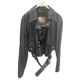 Roberto Cavalli Black Leather Biker Jacket Black