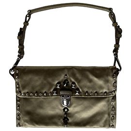 Prada Satin Studded Handbag Taupe Taupe