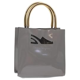 Salvatore Ferragamo-Salvatore Ferragamo Hand Bag Patent leather Gray Auth 70674-Grey