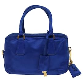 Prada-PRADA Hand Bag Satin 2way Blue Auth 70643-Blue