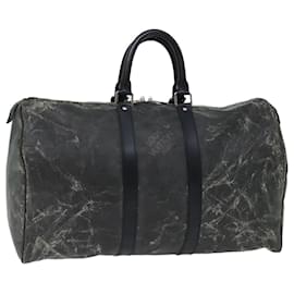 Louis Vuitton-LOUIS VUITTON Damier Carbon Keepall 45 Boston Bag Black N41415 LV Auth 68634-Black